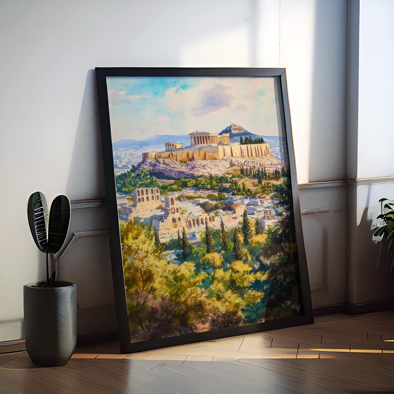 Athens Watercolor Poster Greece Travel Print Wall Art Home Decor Gift ...