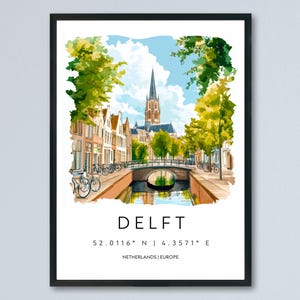 Delft Watercolor Poster Wall Art Delft Wall Decor Home Décor Delft Gift Netherlands Art Lover Gift, Travel Souvenir Print