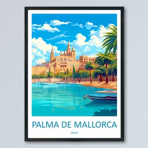 Palma De mallorca Reisedruck Wandkunst Palma De mallorca Wandbehang Wohnkultur Palma De mallorca Geschenk Kunstliebhaber Spanien Kunstliebhaber Geschenk
