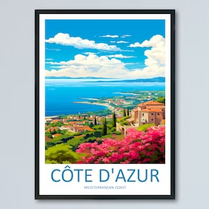 Cote D&#39;azur Travel Print Wall Art Cote D&#39;azur Wall Hanging Home Decor Cote D&#39;azur France Gift Art Lovers Wall Art Print Art Cote D&#39;azur