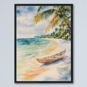 Dominican Republic Watercolor Poster Travel Print Island Wall Art Beach Painting Caribbean Decor DR Souvenir
