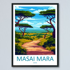 Masai Mara Travel Print Wall Art Masai Mara Wall Hanging Home Décor Masai Mara Gift Art Lovers Kenya Art Lover Gift Kenya Travel Print