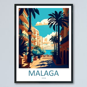 Malaga Reise-Druck Wandkunst Malaga Wandbehang Home Dekor Malaga Geschenk Kunstliebhaber Spanien Kunstliebhaber Geschenk Malaga Wanddekor Malaga Spanien Dekor