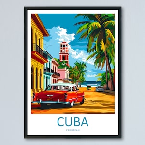 Kuba Reise Print Wandkunst Kuba Wandbehang Home Décor Kuba Geschenk Kunstliebhaber Wandkunst Karibik Reise Print Poster Geschenk für Karibik Kunst