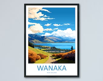 Impresión de viaje de Wanaka Arte de pared Colgante de pared de Wanaka Decoración del hogar Regalo de Wanaka Amantes del arte Regalo para amantes del arte de Nueva Zelanda Impresión Arte de Wanaka Nueva Zelanda
