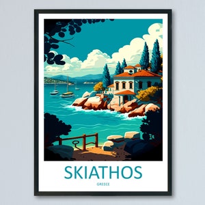 Skiathos Reise Print Wandkunst Skiathos Griechenland Wandbehang Dekoration Skiathos Geschenk Kunstliebhaber Wandkunst Skiathos Griechenland Wandkunst