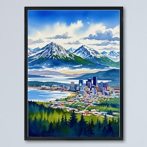Anchorage watercolor poster Wall Art Anchorage Wall Hanging Home Décor Anchorage Gift Art Lovers Alaska Art Lover Gift Alaska wall art
