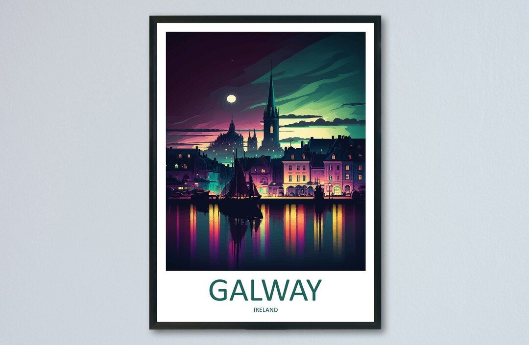 Galway Skyline Print Galway Home Decor Skyline Art Print Galway Wall