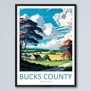 Bucks County Travel Print Wall Art Bucks County Wall Hanging Home Décor Bucks County Gift Art Lovers Pennsylvania Art Lover Travel Art