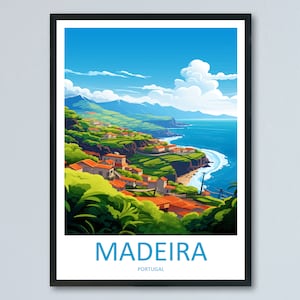 Madeira reizen afdrukken kunst aan de muur Madeira muur hangende huisinrichting Madeira cadeau kunstliefhebbers Portugal kunstliefhebber cadeau Madeira wanddecoratie Madeira kunst