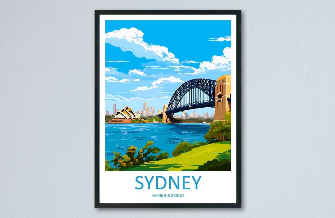 Sydney Harbour Bridge Travel Print Wall Art Sydney Harbour Etsy