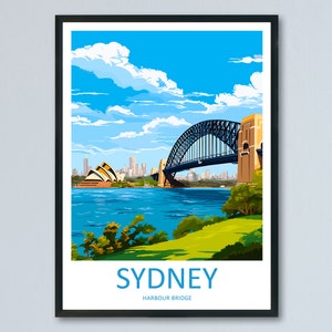 Sydney Harbour Bridge Travel Print Wall Art Sydney Harbour Bridge Wall Hanging Home Décor Sydney Gift Art Lovers Wall Art Australia Poster