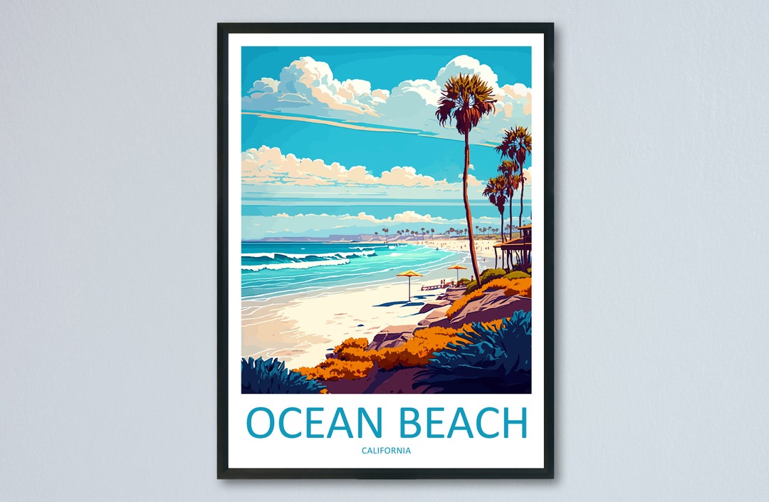 Ocean Beach Travel Print Wall Art Ocean Beach Wall Hanging Home Décor ...