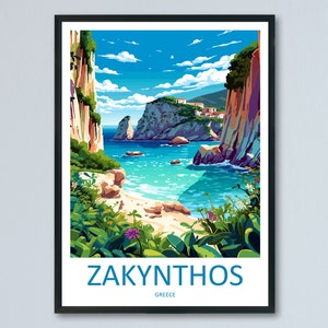 Zakynthos Travel Print Wall Art Zakynthos Greece Wall Hanging Home Decoration Zakynthos Gift Art Lovers Wall Art Print Zakynthos Greek Print