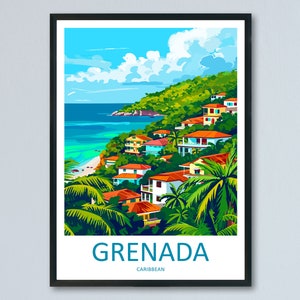 Grenada Travel Print Wall Art Grenada Wall Hanging Home Décor Grenada Gift Art Lovers Wall Art Caribbean Travel Print Poster Gift