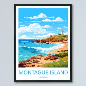 Montague Island Travel Print Wall Art Montague Island Wall Hanging Home Décor Montague Island Gift Art Lovers Australia Art Lover Gift image 1