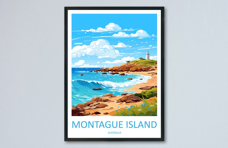 Montague Island Travel Print Wall Art Montague Island Wall Hanging Home Décor Montague Island Gift Art Lovers Australia Art Lover Gift image 1