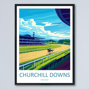 Churchill Downs Travel Poster Kentucky Wall Art Horse Racing Print Derby Decor USA Gift Souvenir Scene American Landmark Art
