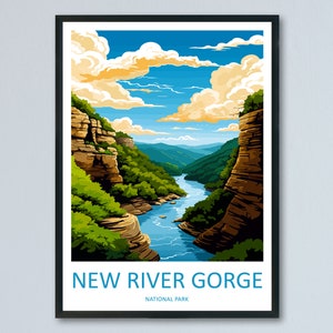 New River Gorge Print New River Gorge Home Décor National Park Art Print New River Gorge Wall Print For Park Gift Wall Hanging