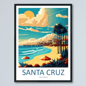 Santa Cruz Travel Print Wall Art Santa Cruz Wall Hanging Home Décor Santa Cruz Gift Art Lovers California Art Lover Gift Santa Cruz Poster