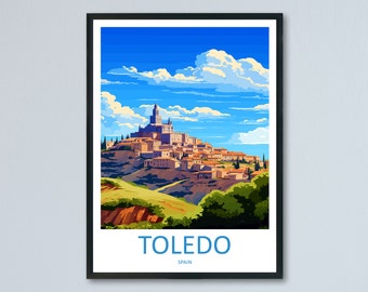 Impresión de viaje de Toledo, arte mural, colgante de pared de Toledo, decoración del hogar, regalo de Toledo, amantes del arte, regalo para amantes del arte de España, impresión de Toledo, arte mural de España