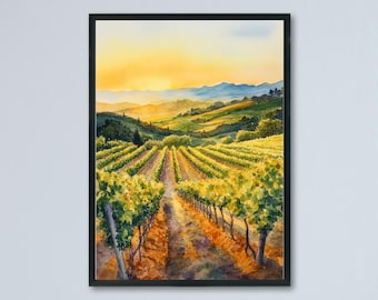 Napa Valley Watercolor Poster Napa Valley California Travel Print Wall Art Napa Valley Home Decor Napa Valley Gift Art Lovers Wine Country