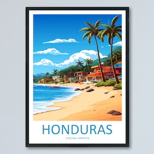 Honduras Travel Print Wall Art Honduras Wall Hanging Home Décor Honduras Gift Art Lovers Wall Art Caribbean Travel Print Poster