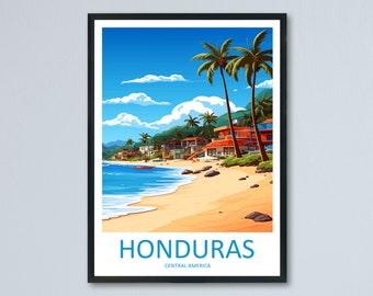 Honduras Travel Print Wall Art Honduras Wall Hanging Home Décor Honduras Gift Art Lovers Wall Art Caribbean Travel Print Poster
