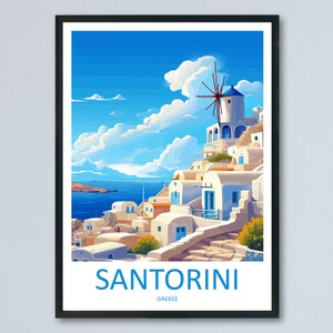 Santorini Reise-Druck Wandkunst Santorini Griechenland Wandbehang Dekoration Santorini Geschenk Kunstliebhaber Wandkunst Santorini griechischen Print