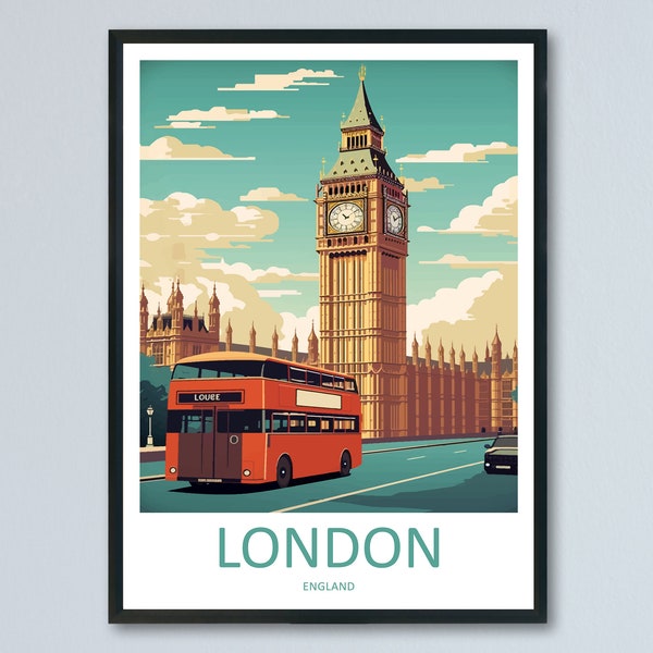 Big Ben Travel Print Wall Art Big Ben pared colgante decoración del hogar Londres regalo amantes del arte Big Ben Art Lover regalo Big Ben Travel Gift