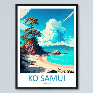 Ko Samui Travel Print Wall Art Ko Samui Wall Hanging Home Decor Ko Samui Gift Art Lovers Wall Art Thailand Travel Print Gift Thai Travel Art