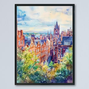 Glasgow watercolor poster Wall Art Glasgow Wall Hanging Home Décor Glasgow Gift Art Lovers Scotland Art Lover Gift Scotland wall art
