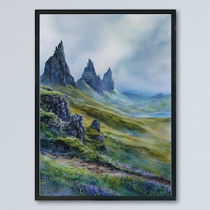 Isle of Skye Watercolor Poster Isle of Skye Travel Print Scotland Wall Art Landscape Painting Isle of Skye Decor