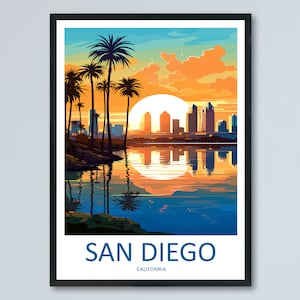 Impresión de viaje de San Diego Arte de pared Colgante de pared de San Diego Decoración del hogar Regalo de San Diego Amantes del arte Regalo para amantes del arte de California Póster de San Diego