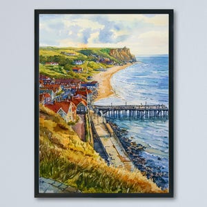 Saltburn by the Sea Watercolor Poster Saltburn Travel Print Saltburn England Art Saltburn Coastal Decor Saltburn Wall Art