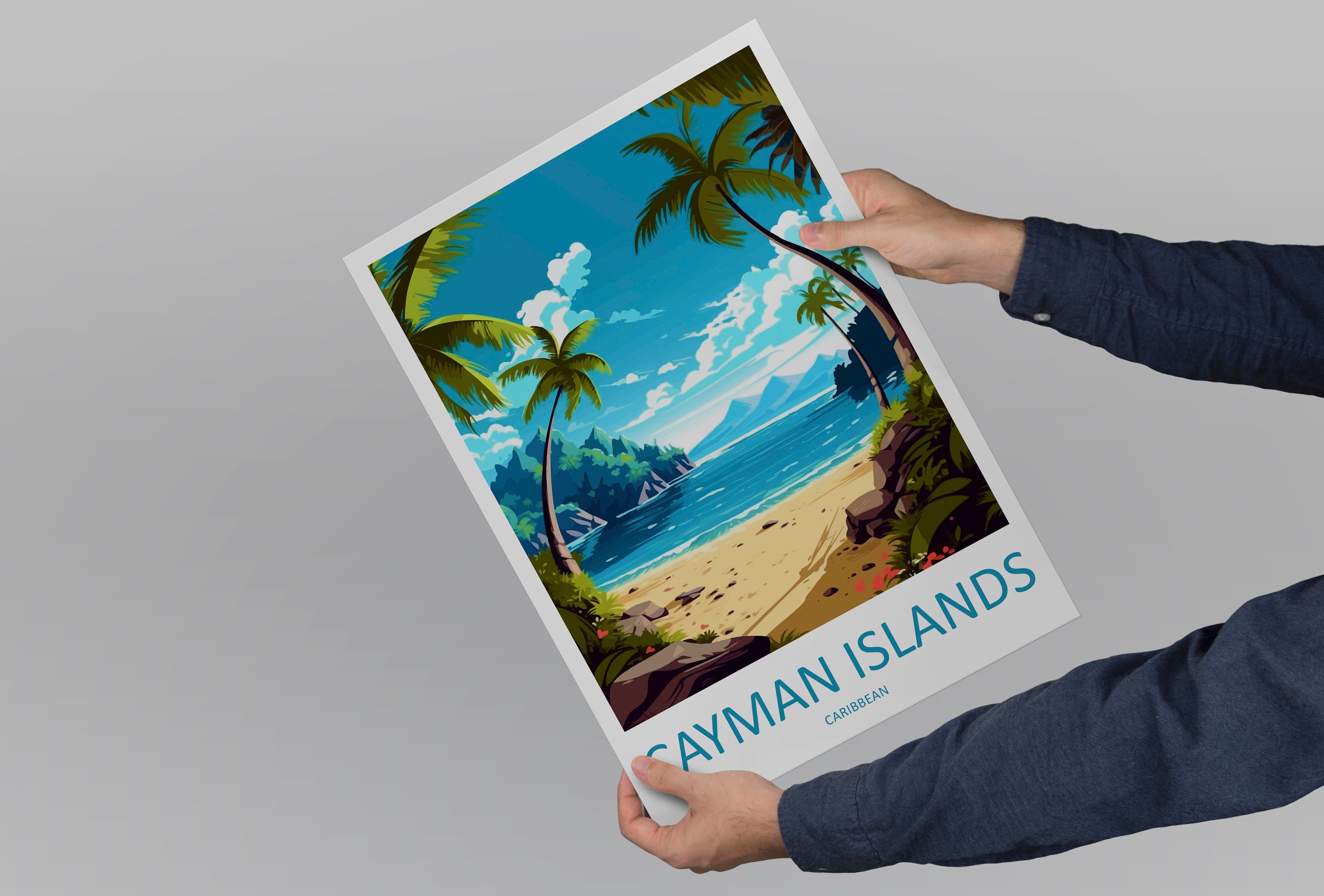 Cayman Islands Illustrated T - Canvas Art