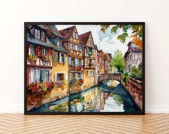 Colmar watercolor poster Wall Art Colmar Wall Hanging Home Décor Colmar Gift Art Lovers France Wall Art