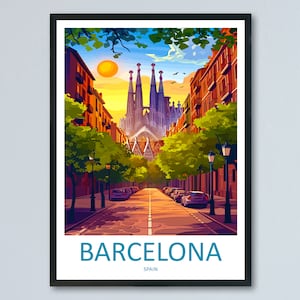 Barcelona Travel Print Wall Art Barcelona Wall Hanging Home Décor Barcelona Gift Art Lovers Spain Art Lover Gift Barcelona Print Spain Art