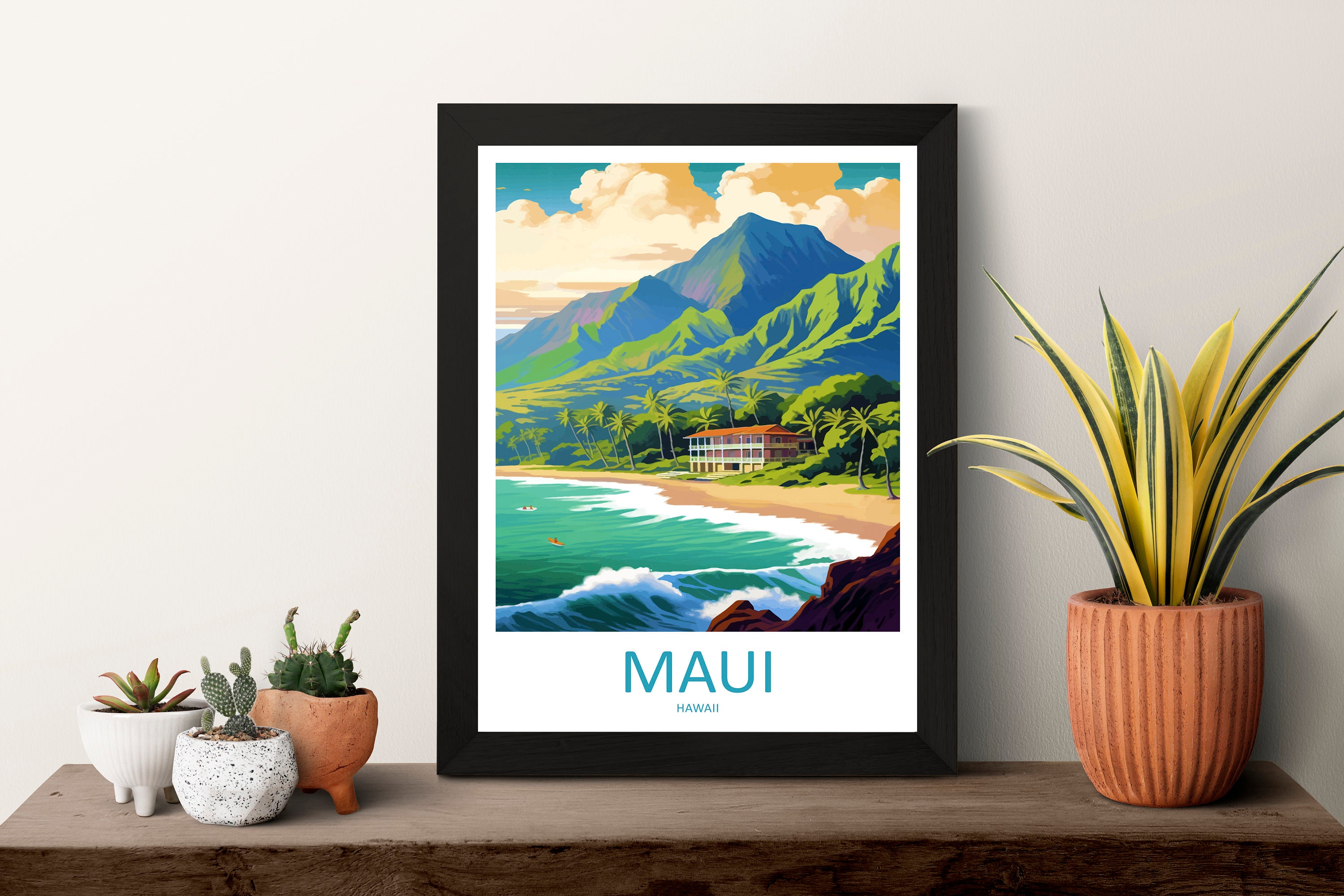  Maui Print Black And White Ocean, Maui Wall Art, Maui Poster,  Maui Photo, Maui Wall Décor, Hawaii, U Art Wall Decoration Poster Family  Bar Restaurant Garage Cafe Art Sign Gift 20x30inch(50x75cm)