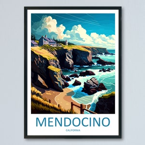 Mendocino Travel Print Wall Art Mendocino Wall Hanging Home Décor Mendocino Gift Art Lovers California Art Lover Gift Mendocino Art Print