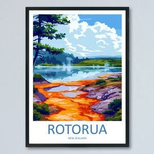 Rotorua Travel Print Wall Art Rotorua Wall Hanging Home Décor Rotorua Gift Art Lovers New Zealand Art Lover Gift Print Rotorua Wall Art