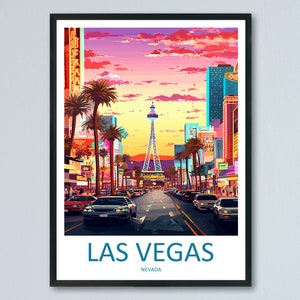 Impresión de viaje de Las Vegas, arte de pared, colgante de pared de Las Vegas, decoración del hogar, regalo de Las Vegas, amantes del arte, regalo para amantes del arte de Nevada, decoración de pared de Las Vegas