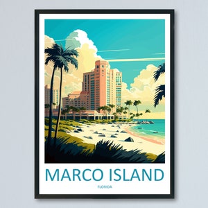 Marco Island Travel Print Wall Art Marco Island Wall Hanging Home Décor Marco Island Gift Art Lovers Florida Art Lover Gift Florida Print