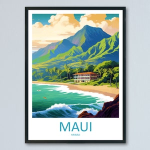 Maui Travel Print Wall Art Maui Wall Hanging Home Décor Maui Gift Art Lovers Hawaii Art Lover Gift Print Artwork