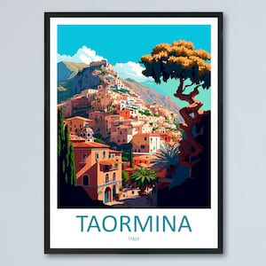 Taormina Travel Print Wall Art Taormina Wall Hanging Home Décor Taormina Gift Art Lovers Italy Art Lover Gift Taormina Print Taormina Art