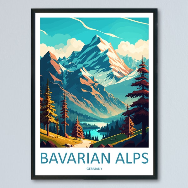 Bayerische Alpen Print Bavarian Home Decor Landschaft Art Print Bayerische Wandkunst für Naturliebhaber Geschenk Wandbehang Bavarian Germany Print