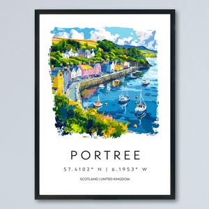 Portree Watercolor Poster Portree Scotland Travel Print Wall Art Portree Home Decor Portree Gift Art Lovers Isle of Skye