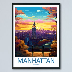 Manhattan New York Travel Print Wall Art Manhattan Wall Hanging Home Décor Manhattan Gift Art Lovers New York Art Lover