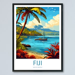 Fiji Travel Print Wall Art Fiji Wall Hanging Home Décor Fiji Gift Art Lovers Hawaii Art Lover Gift Print Artwork South Pacific