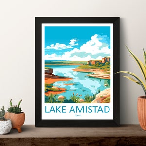 Lake Amistad Travel Print Wall Art Lake Amistad Wall Hanging Home Décor ...
